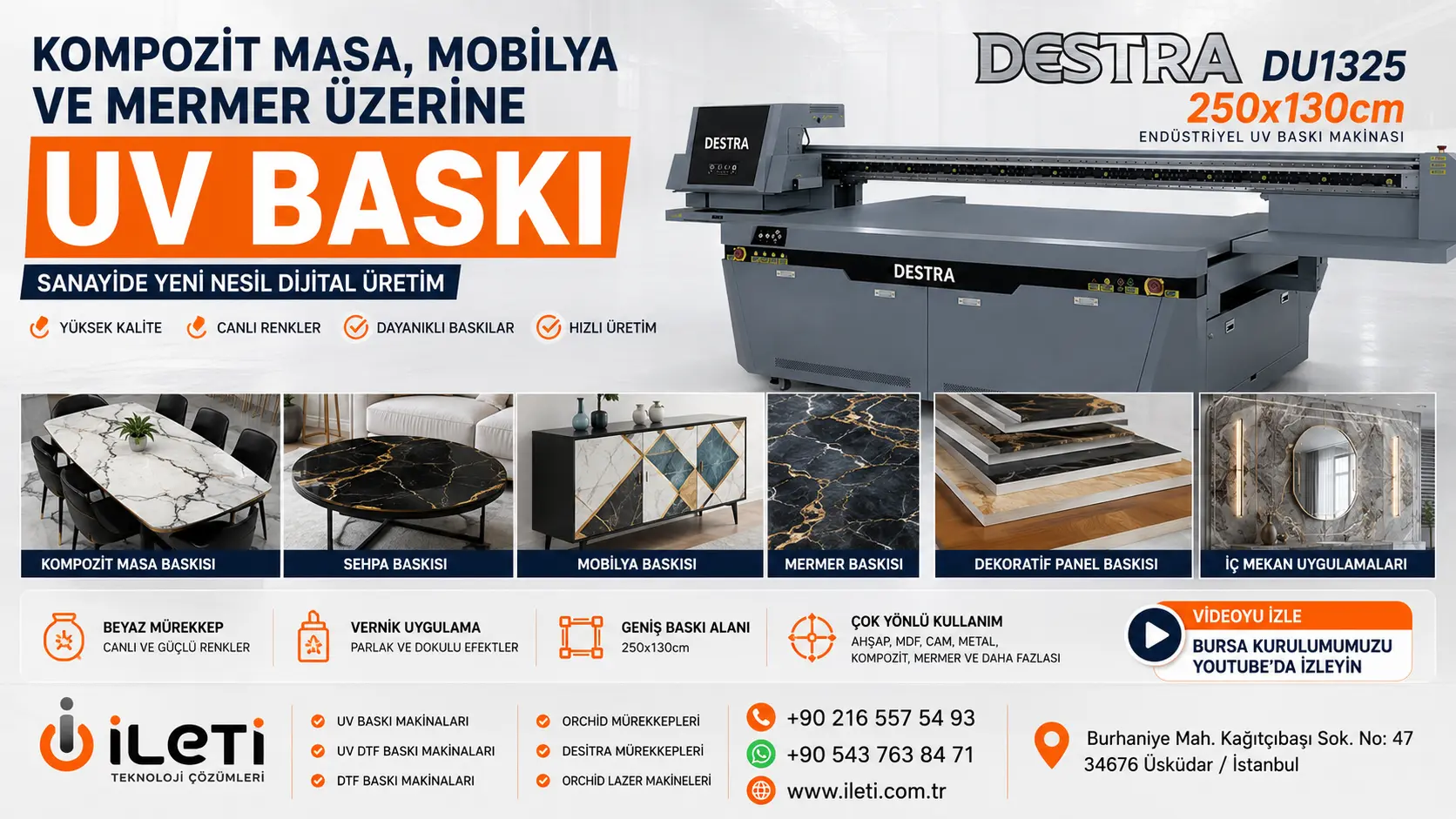 Kompozit Masa, Mobilya ve Mermer Üzerine UV Baskı: Sanayide Yeni Nesil Dijital Üretim