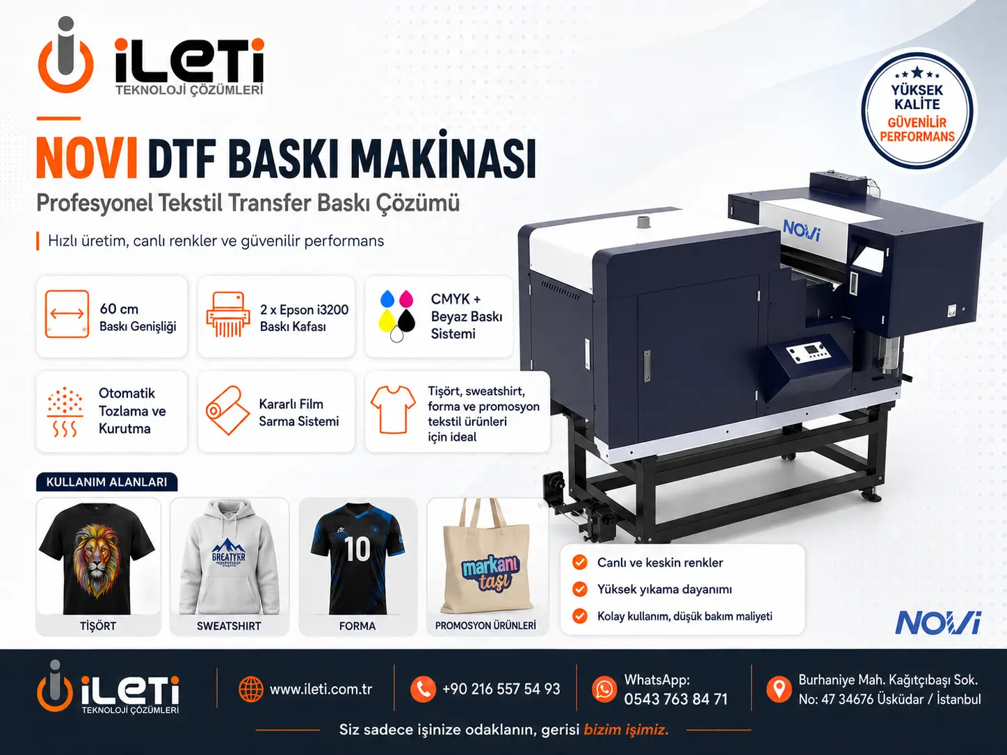 NOVI NV-DTF-60 Plus DTF Baskı Makinası Konya Kurulumu | İleti Teknoloji