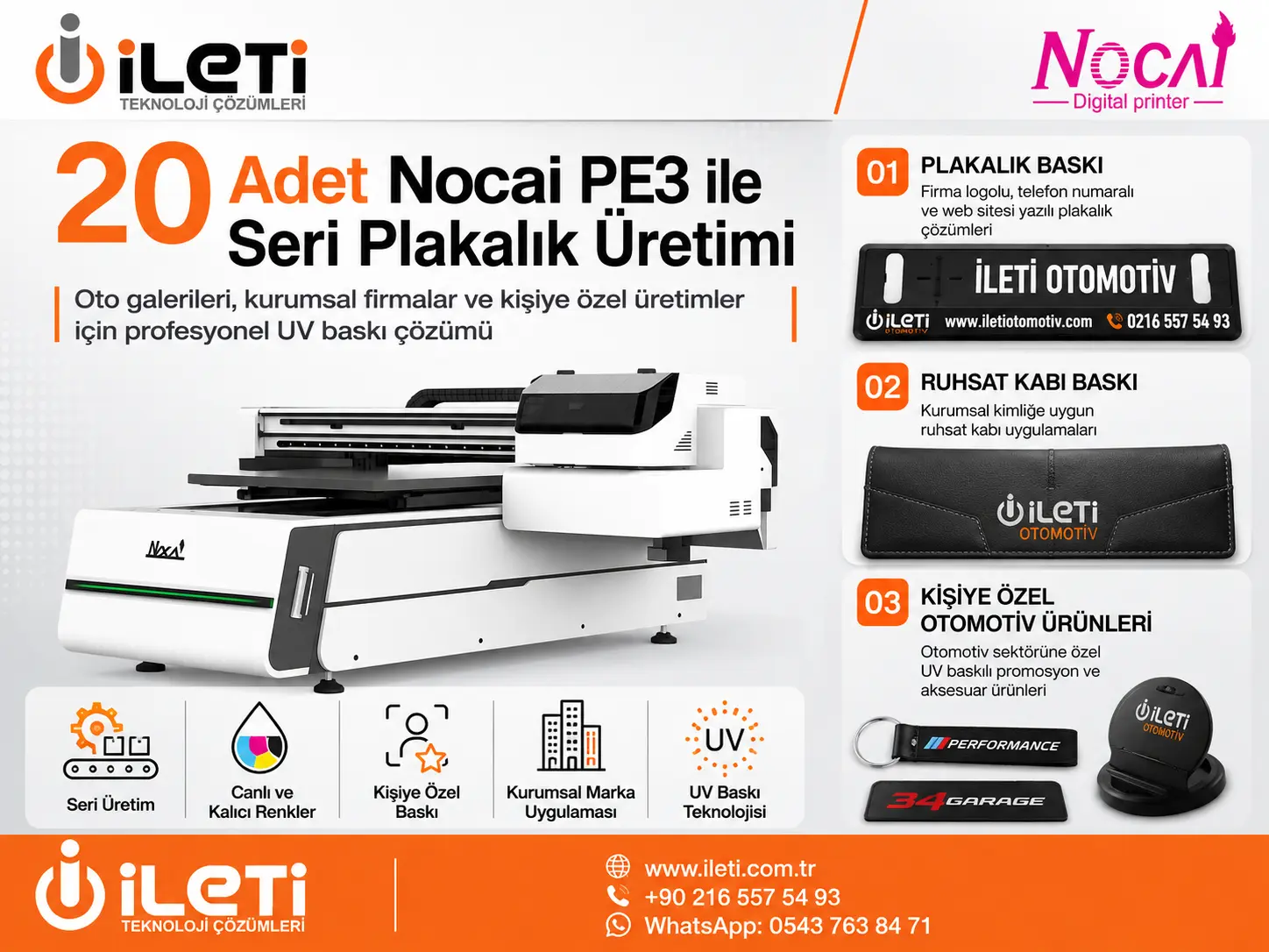20 Adet Nocai PE3 ile Plakalık Baskı: Otomotiv Sektöründe Seri UV Üretim