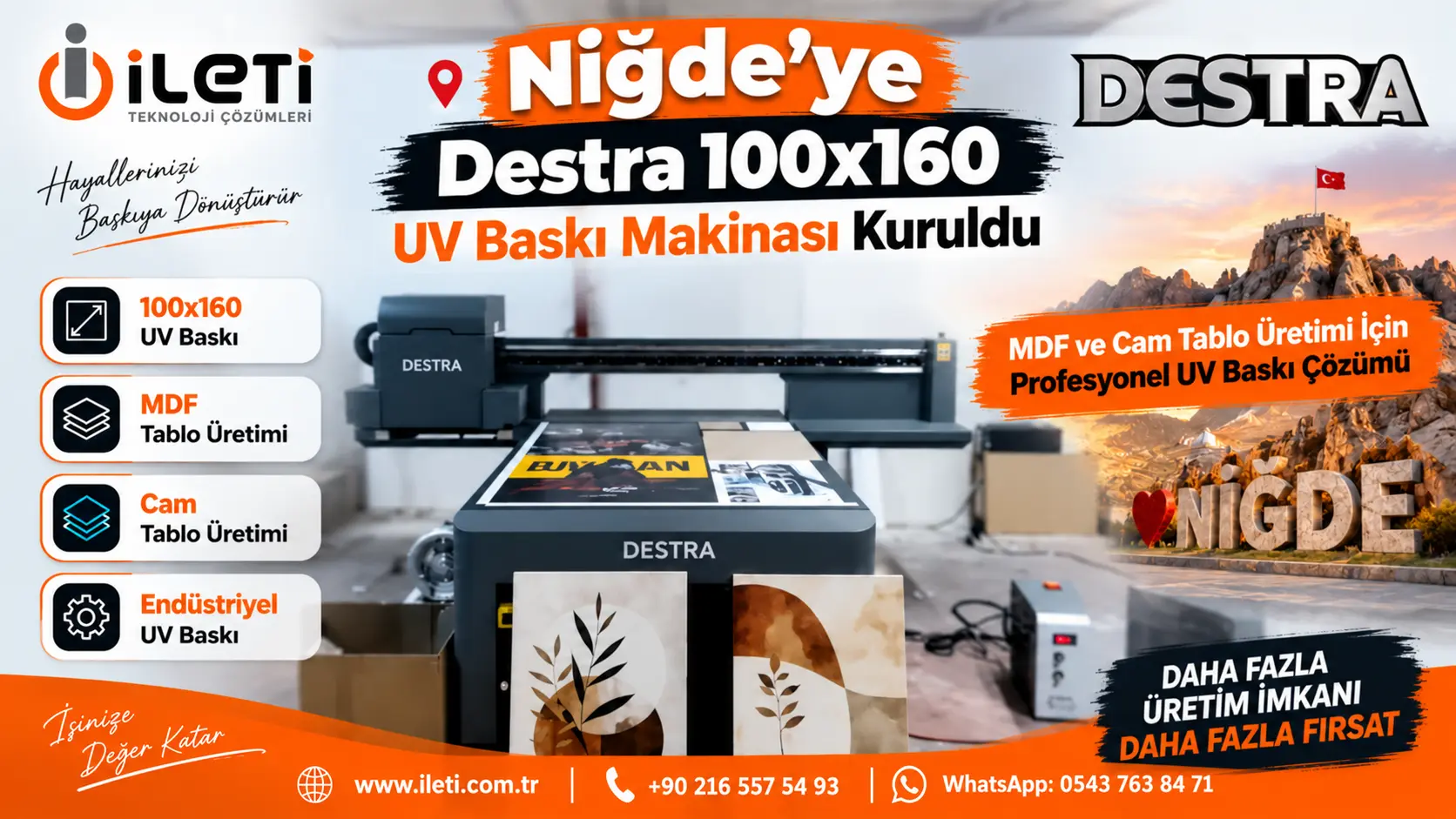 Niğde’de Destra 100x160 ile Cam ve MDF Tablo Üretimi