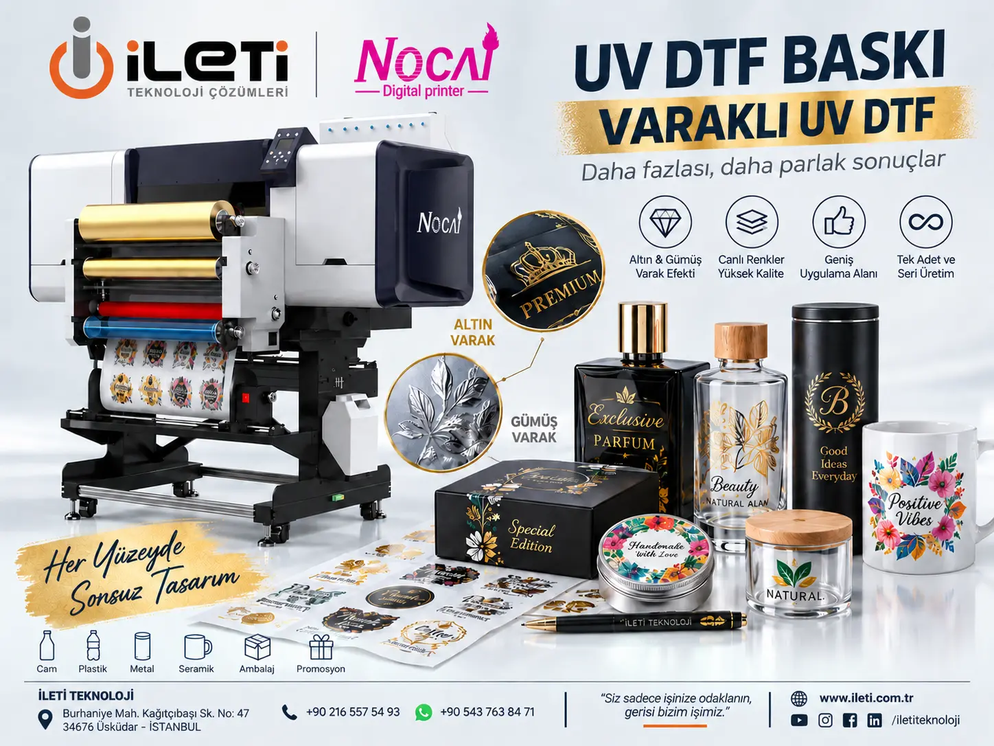 UV DTF Baskı Nedir? Varaklı UV DTF ile Altın ve Gümüş Efektli Baskı